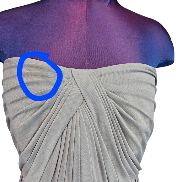 David's Bridal Light Gray Mesh Chiffon Strapless Gown Dress Size 16‎ Women's - Picture 4 of 10